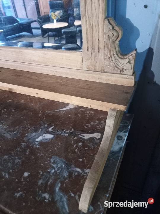 Toaletka z Lustrem Kryształowym i Marmurem Dąb Kozy