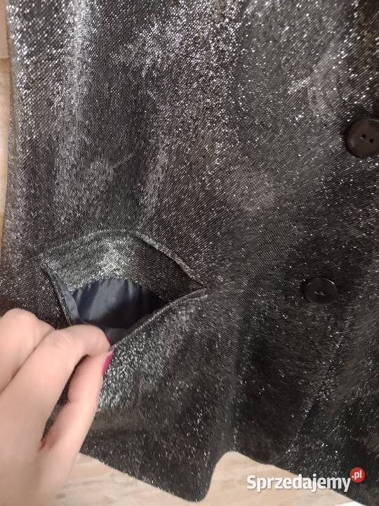 463XK Fashion Srebrna metaliczna kamizelka czarny małopolskie Kraków sprzedam