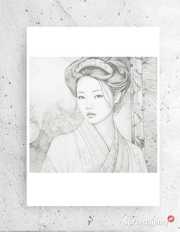 Japonka plakat A4 biało czarny plakat z szary