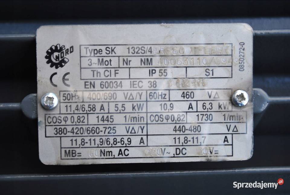 Silnik elektryczny 55kw 1445obrmin Firmy Nord z Pozostałe Kargowa