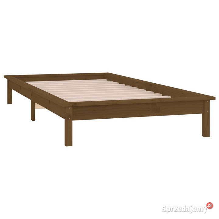 Rama łóżka z LED miodowy brąz lite drewno 90x200 sprzedam