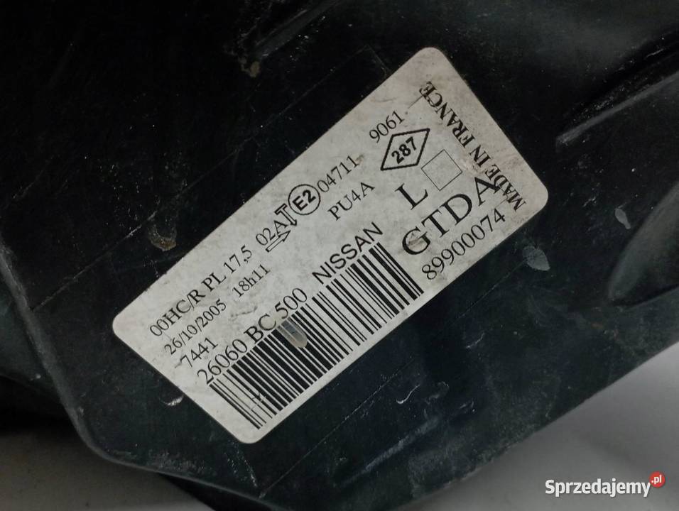 LAMPA PRZÓD LEWA K12 89900074 Nissan Micra III