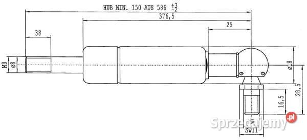 Sprężyna gazowa L586 mm 140N Stabilus CA477257