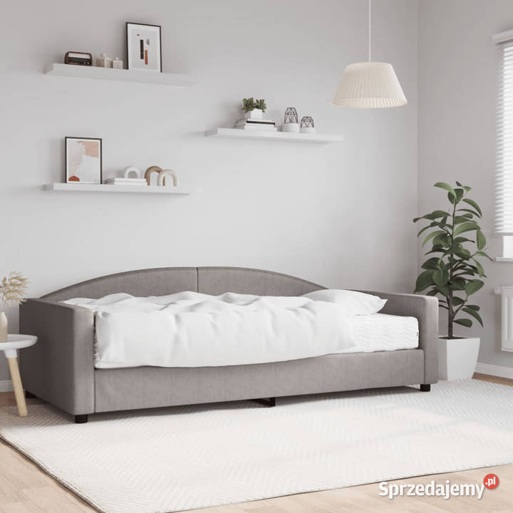 Sofa z materacem do spania kolor taupe tkanina Warszawa