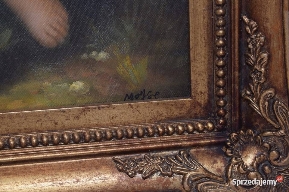Kupidyn w Ogrodzie Amor Anioł Obraz Olejny Złota Kraków