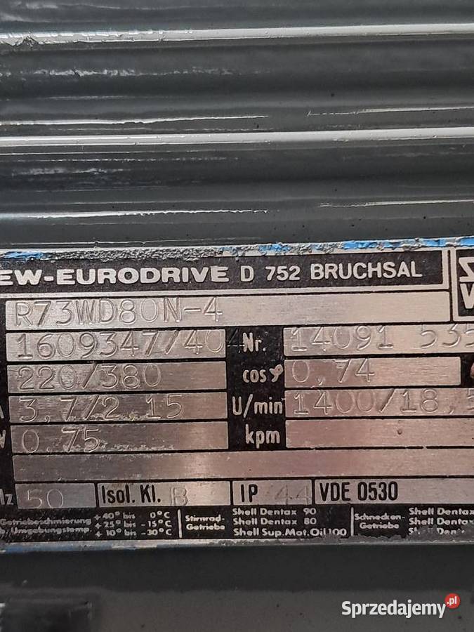 Motoreduktor 075 kW185 obr wielkopolskie Leszno