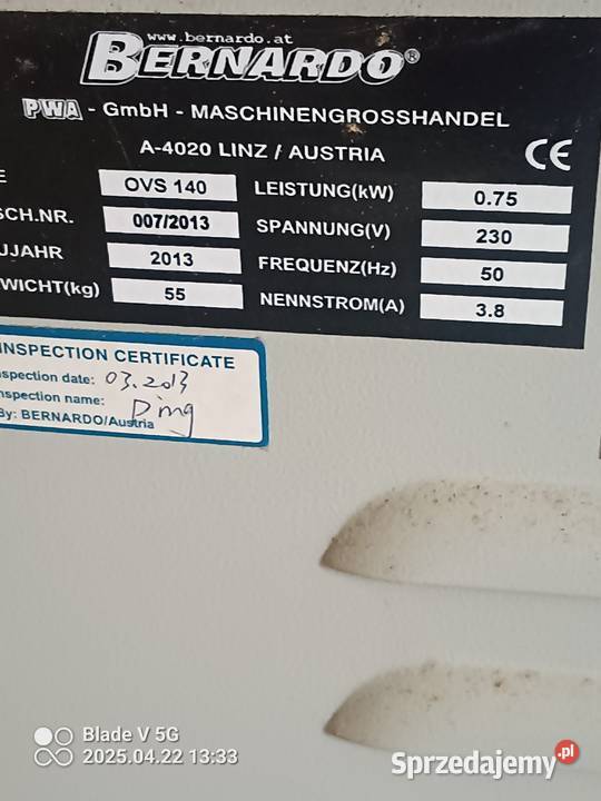 okleiniarka do mebli szlifierka i wałek Chełm sprzedam