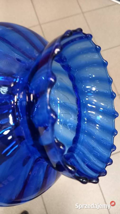 Wazon kobaltowy szklany prl vintage Tychy