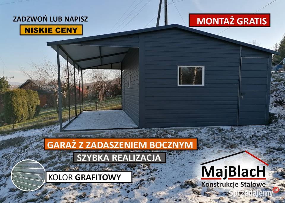 Garaż Blaszany GRAFITOWYzadaszenie Magazyn Bytom