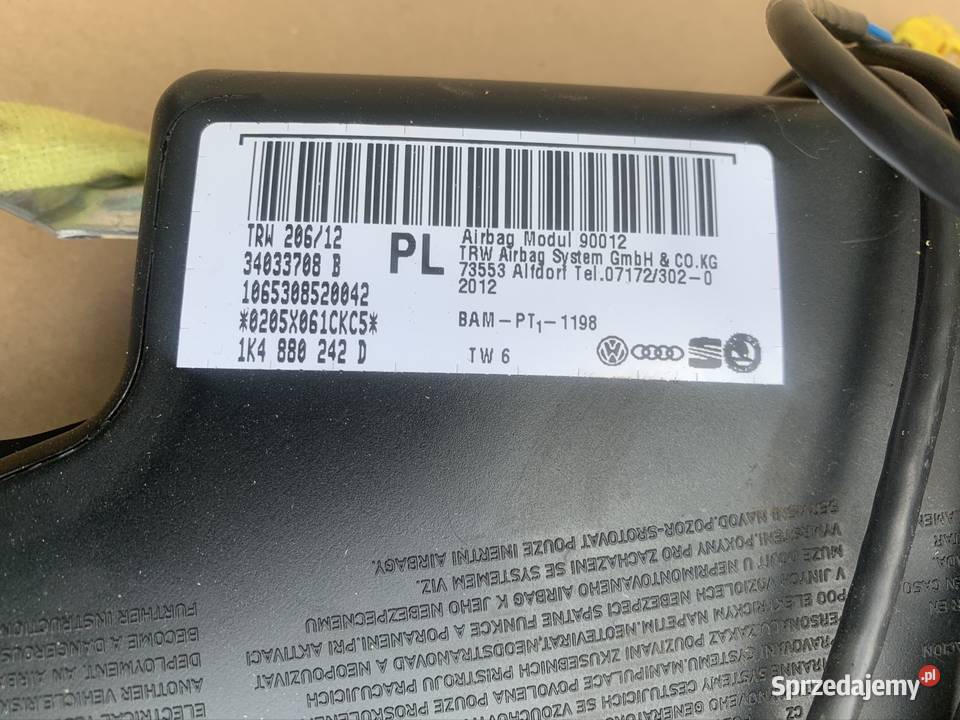 1K4880241 Airbag poduszka powietrzna fotela Szczecin sprzedam