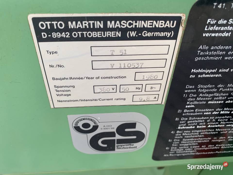 Wyrówniarka strugarka heblarka MARTIN 50 Lechów