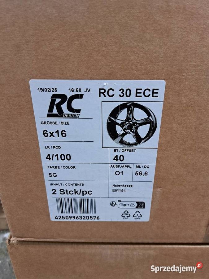 Nowe alufelgi 16 RC Design RC30 ECE 4x100 czarny Gorzów Wielkopolski sprzedam