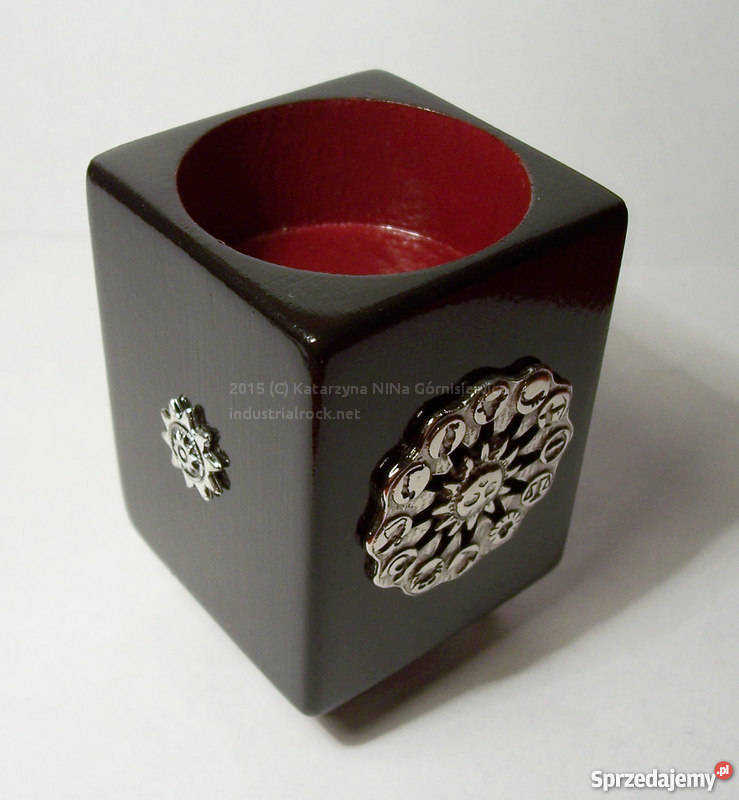 Oryginalny świecznik na tealight czerń bordo Antyki, Sztuka, Kolekcje Kraków
