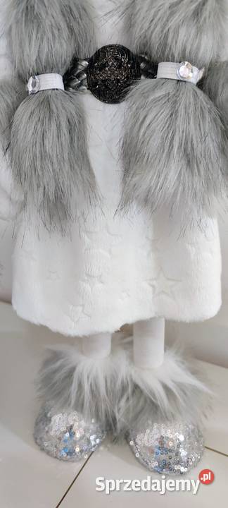 Skrzaty świąteczne para srebrny biały Glamour Wyposażenie wnętrz