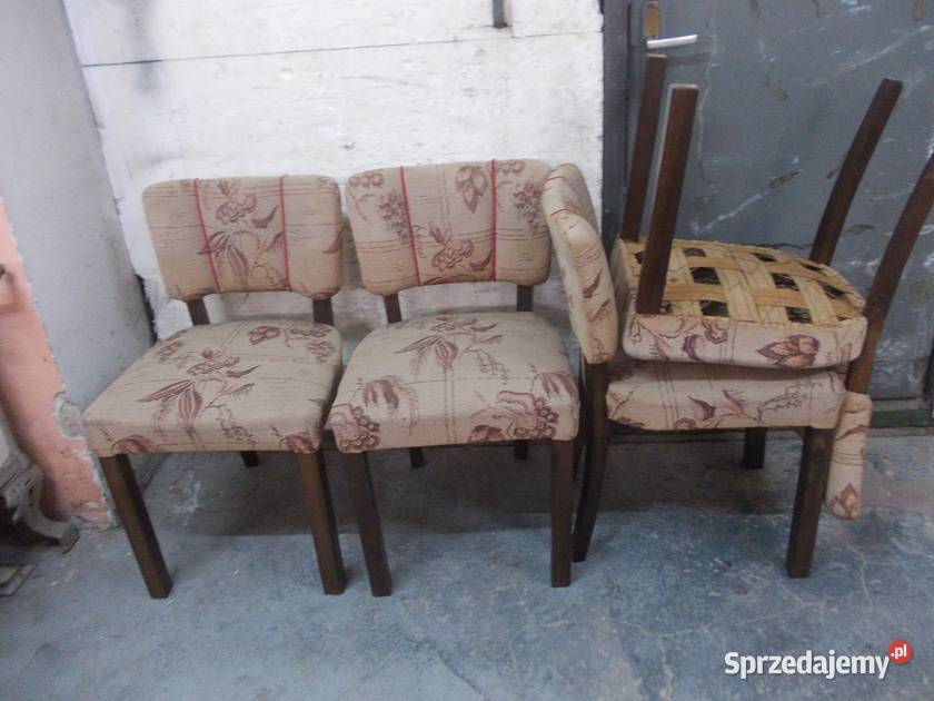 Stare dębowe krzesła na sprężynach Bielsko-Biała