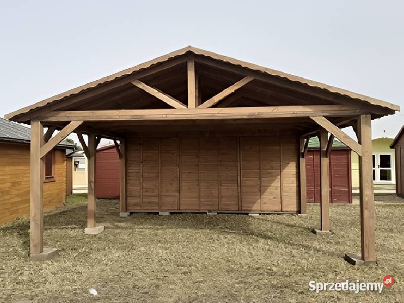 Wiata garażowa 3 drewniana 45x6m pomieszczenie Parzymiechy