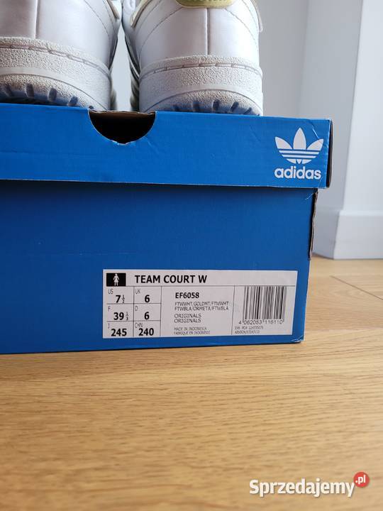 Białe sneakersy adidas team court w gold 39 13 Liszki