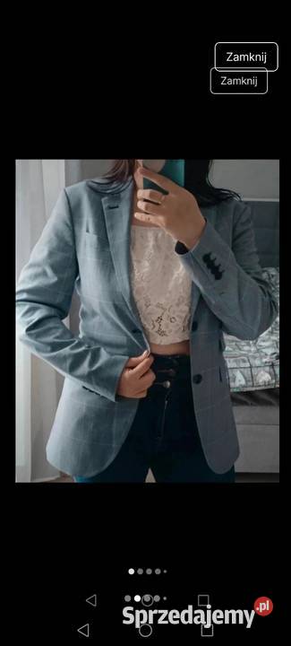 Marynarka granatowa Kratka pepitka o kroju biały Krosno