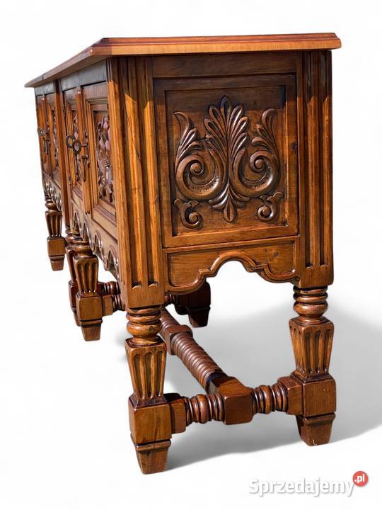 2 rzeźbione komody szafki konsole orzech KOMPLET Gryfice
