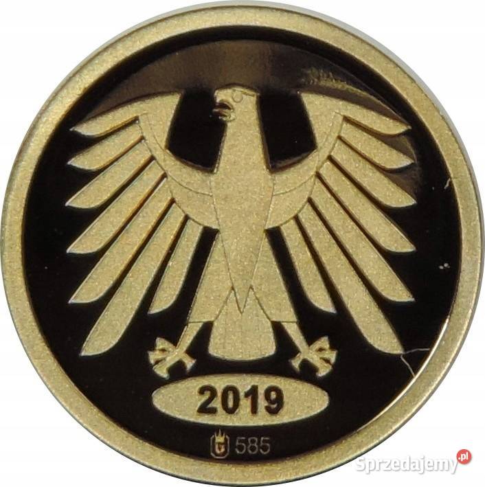 Niemcy replika 5 marki 2019 J złoto st LK102 Warszawa