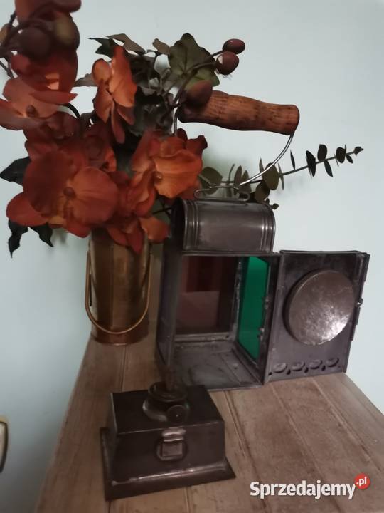 Stara lampa kolejowa na nafte z lat 30 tych Art Kraków