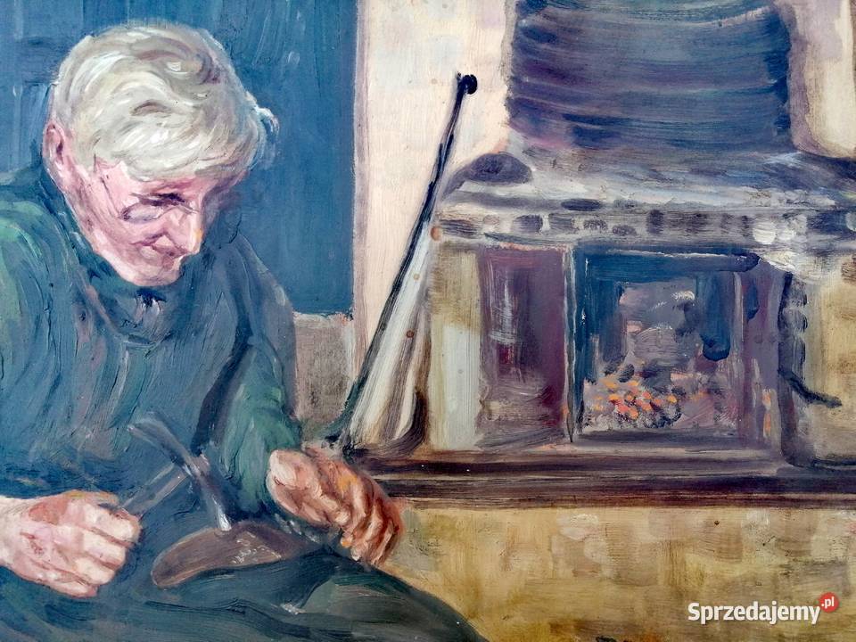 Obraz olejny Warsztat szewca pracy Łódź