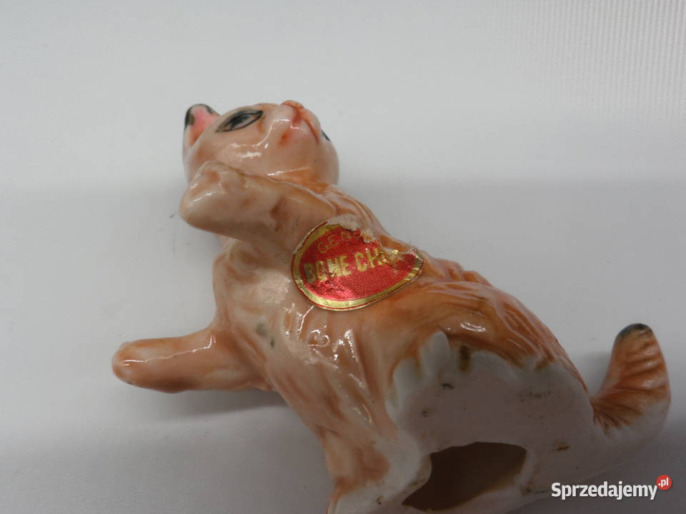 Figurka Kota Bone China Rudy Kotek Porcelana Porcelana i szkło