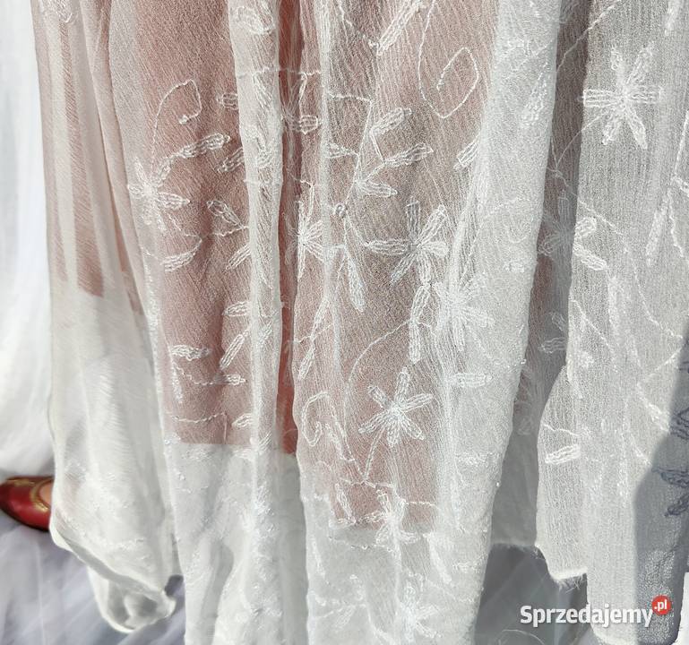 2 Duża chusta szal dupatta haftowana szyfon Szczecin sprzedam