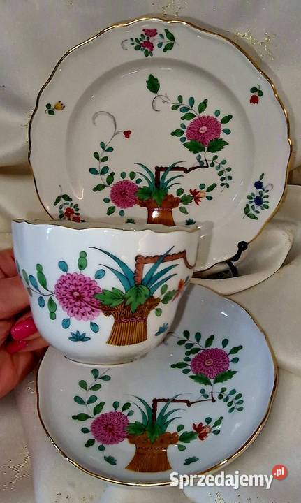 Kolekcjonerskie trio Miśnia wzór spieniacza Sadurki