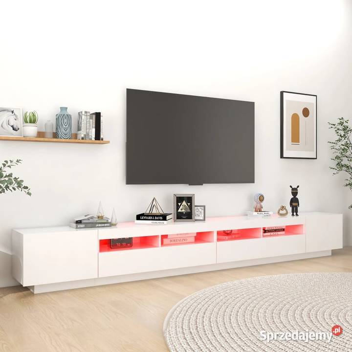 Szafka pod TV z oświetleniem LED biała 300x35x40 Warszawa