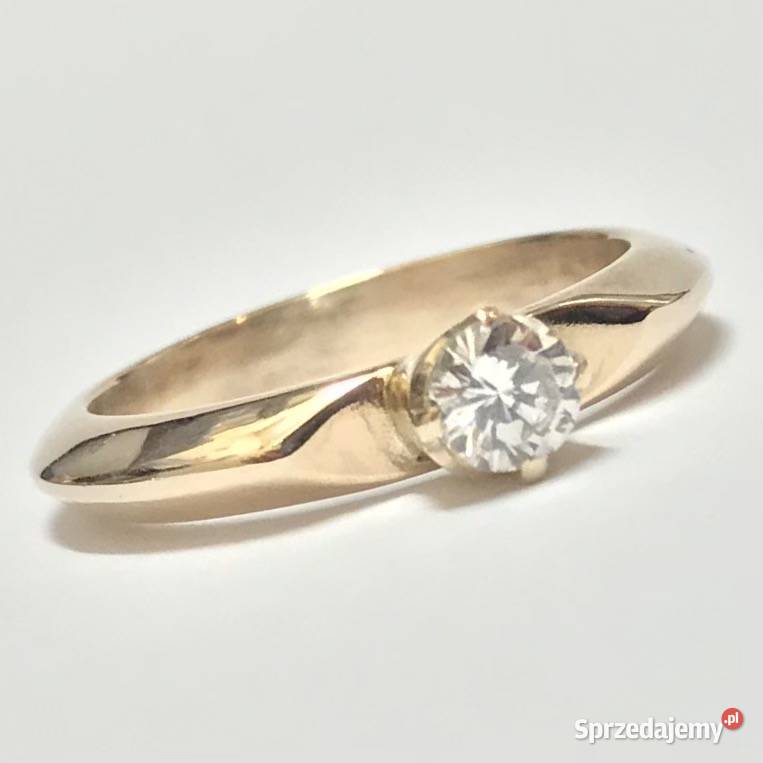Złoty PIERŚCIONEK zaręczynowy 14K DIAMENT 030 ct złote Warszawa sprzedam
