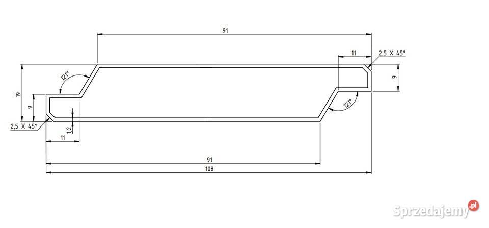 Profil aluminiowy 107 x 20 frezowany żaluzje Kozienice