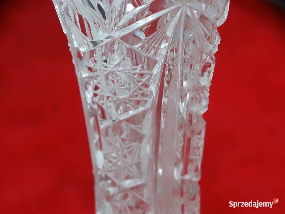 Elegancki Wazon Kryształowy Szlif Ręczny PRL
