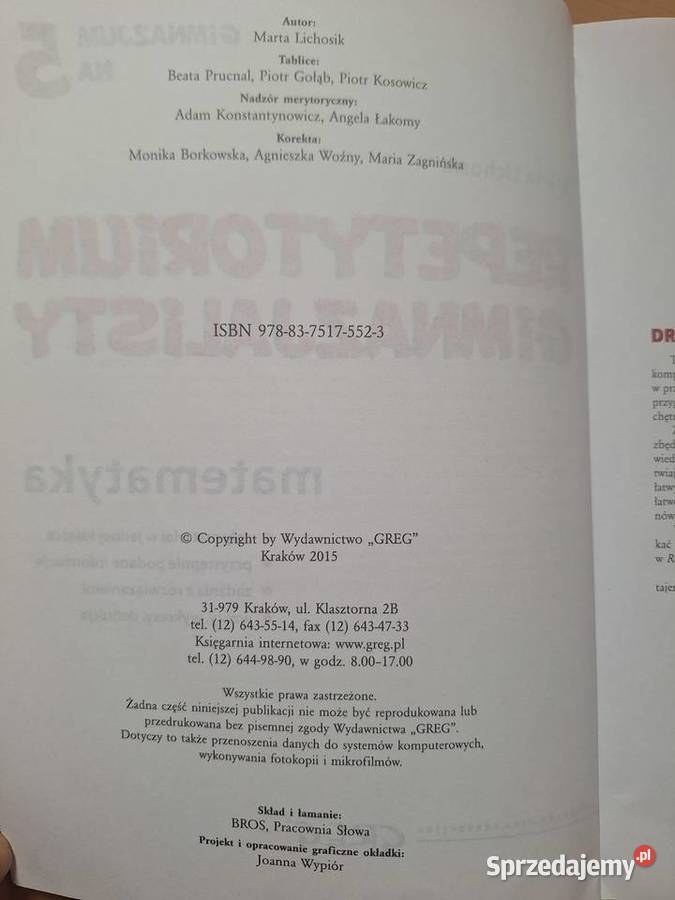 Matematyka Repetytorium gimnazjalisty Matematyka matematyka pomorskie Gdańsk sprzedam