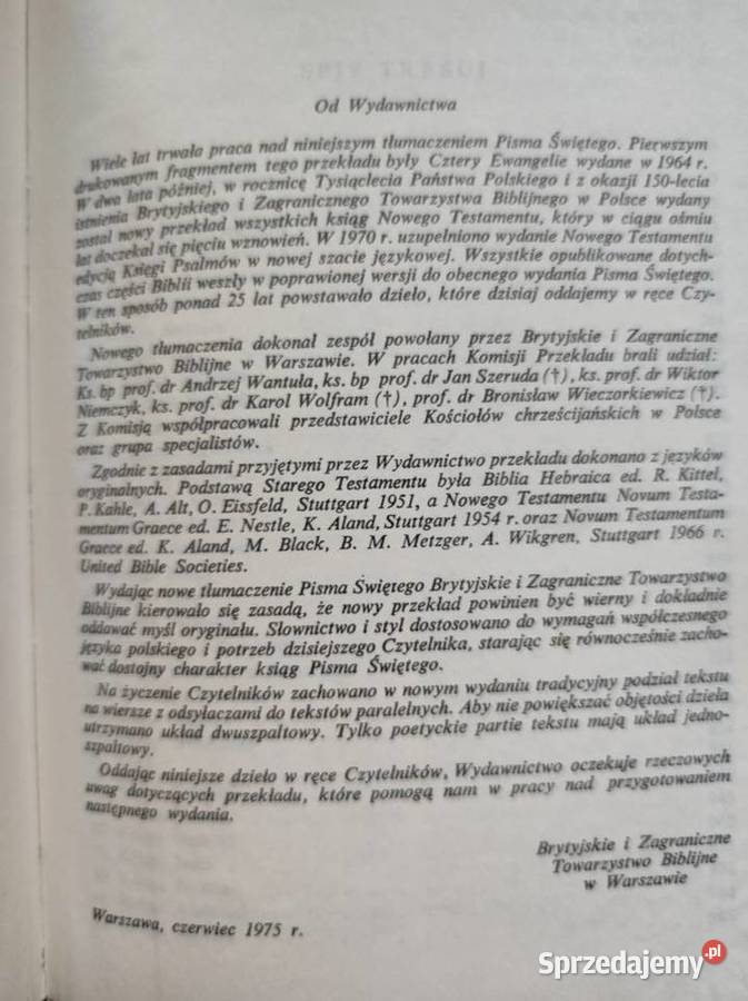 1975 Biblia Warszawska to jest Pismo Święte Kielce
