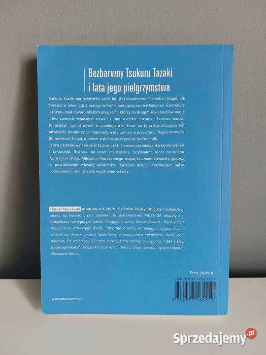 książka Haruki Murakami Bezbarwny Tsukuru Tazaki wielkopolskie Poznań