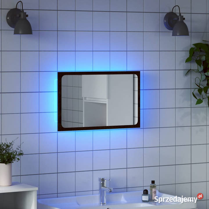 Lustro łazienkowe z LED brązowy dąb 60x85x38 Warszawa