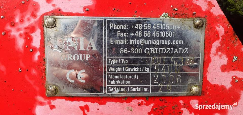 Brona talerzowa półzawieszana Unia CUT 53 XXL Murowana Goślina