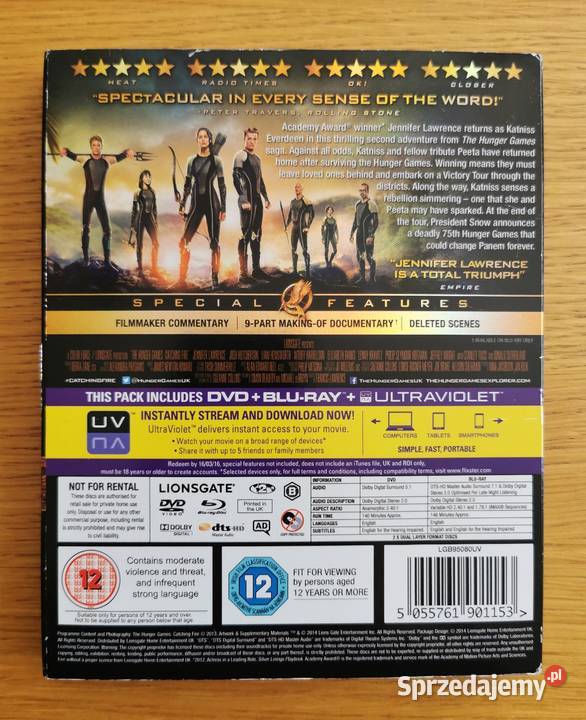 The Hunger Games Catching Fire Igrzyska Śmierci Blu-ray Parzęczew sprzedam