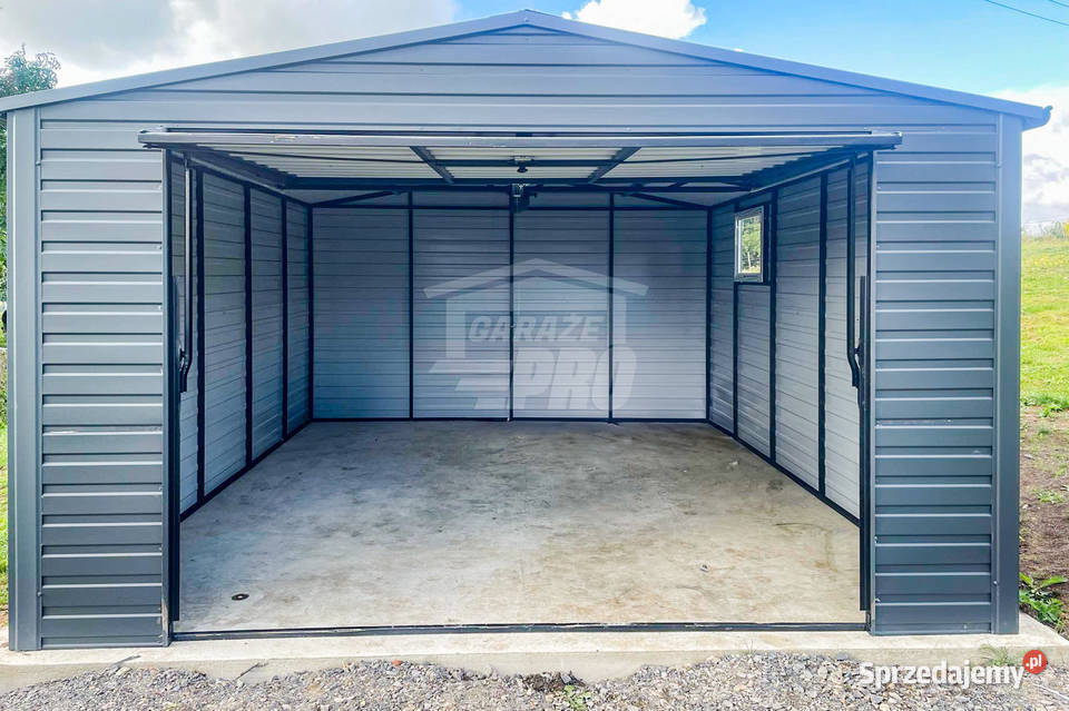 Garaż blaszany 45x5m Brama uchylna okno antracyt Łuków