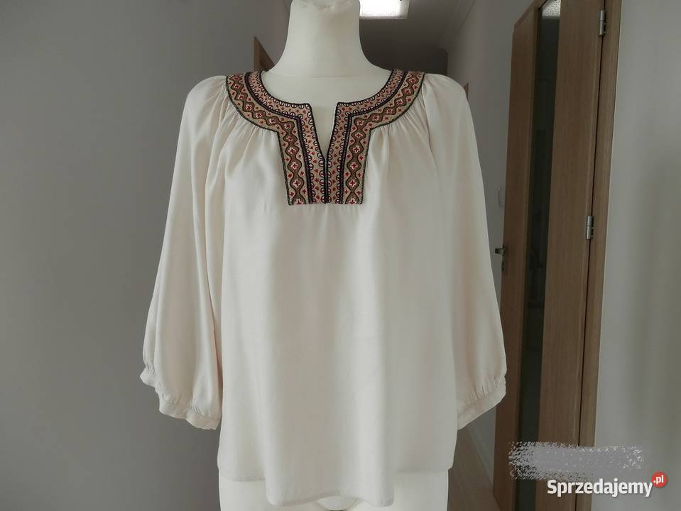 Bluzka Kremowa Obłędny Haft w stylu Etno Boho Mango Łomża
