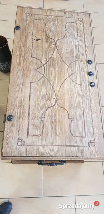 Skrzynia kufer elbląski barok jesionowa intarsja Orneta