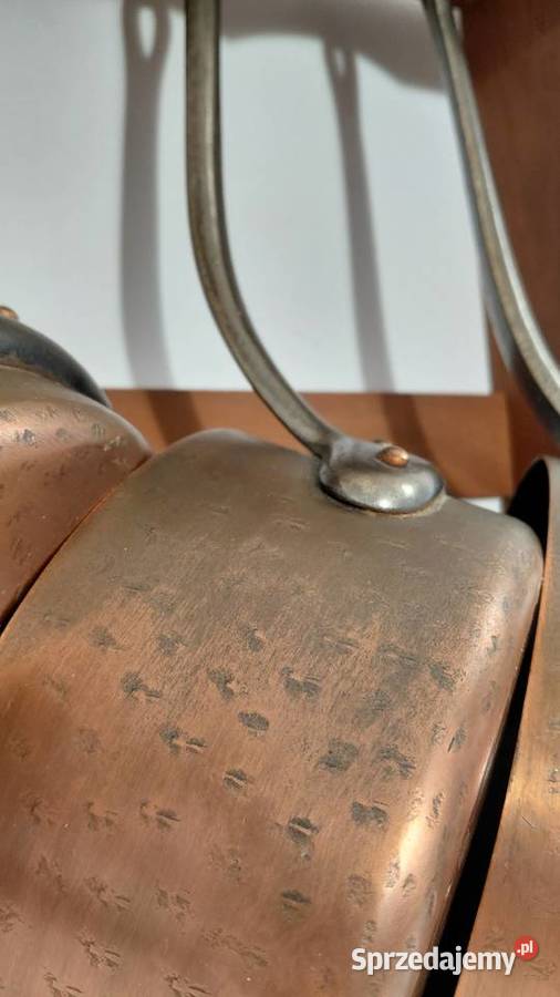 Zestaw Francuskich kutych rondli miedzianych