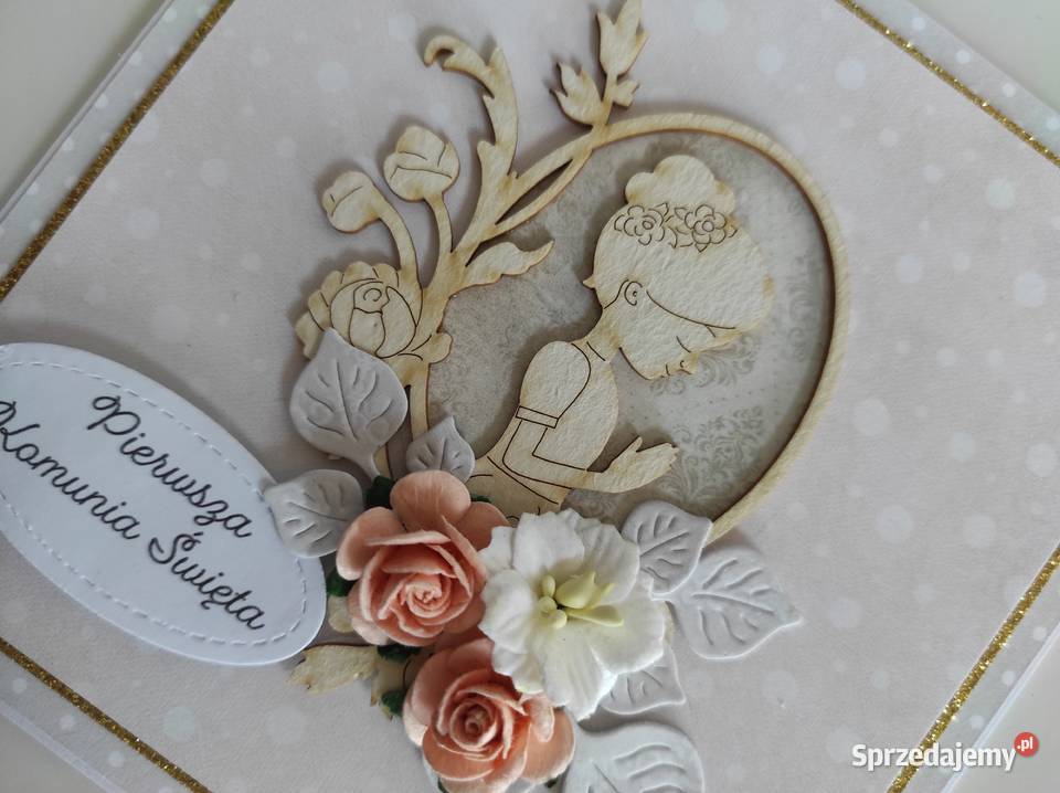 Kartka ręcznie robiona na Komunię Świętą z Rękodzieło Łódź