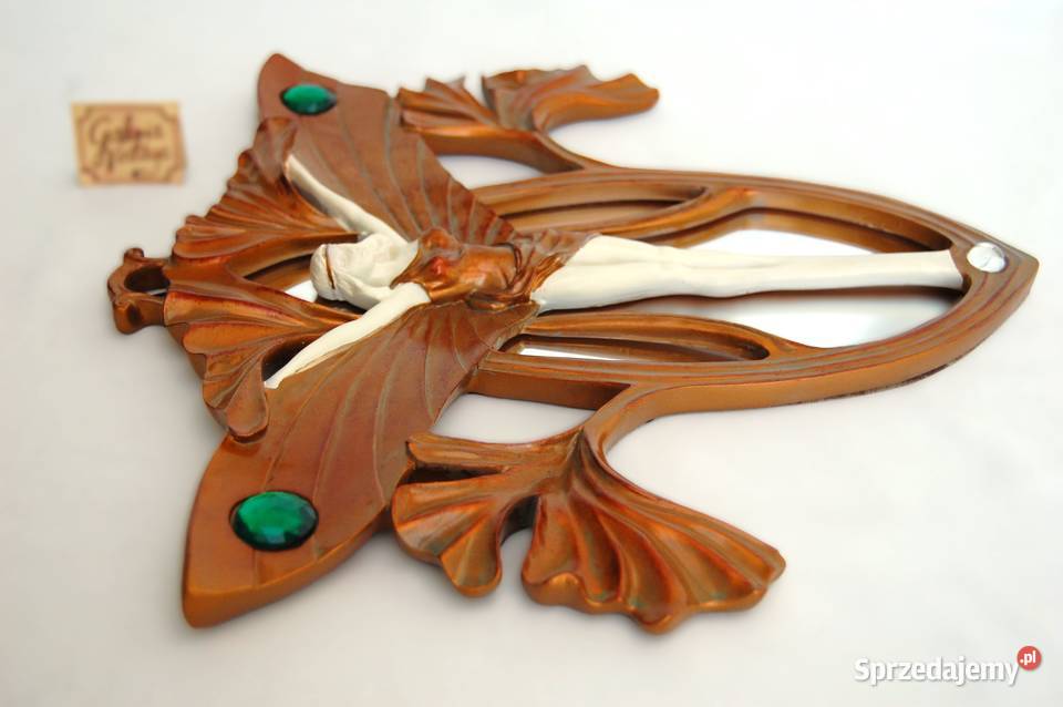 Lustro secesja art nouveau vintage kobieta motyl Lublin