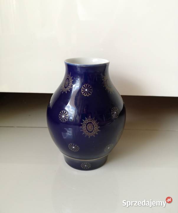 Wazon porcelanowy kobalt złocenia vintage Toruń