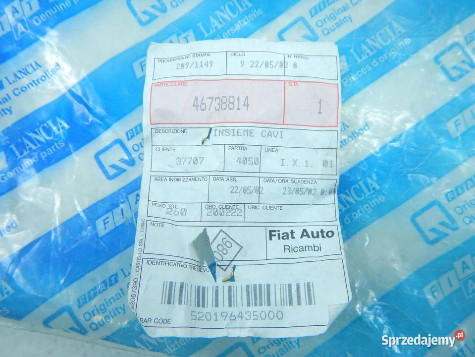 WIĄZKA AIR BAG KONSOLI FIAT MULTIPLA 9810 ORI sprzedam