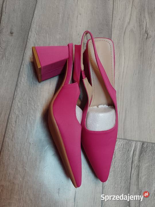 3940 Różowe czółenka wieczorowe z odkrytą piętą Kraków