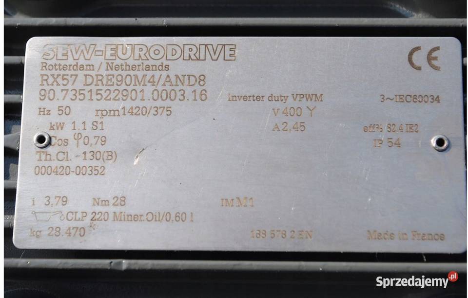 Motoreduktor 11kw 375obrmin Firmy SEW Kargowa