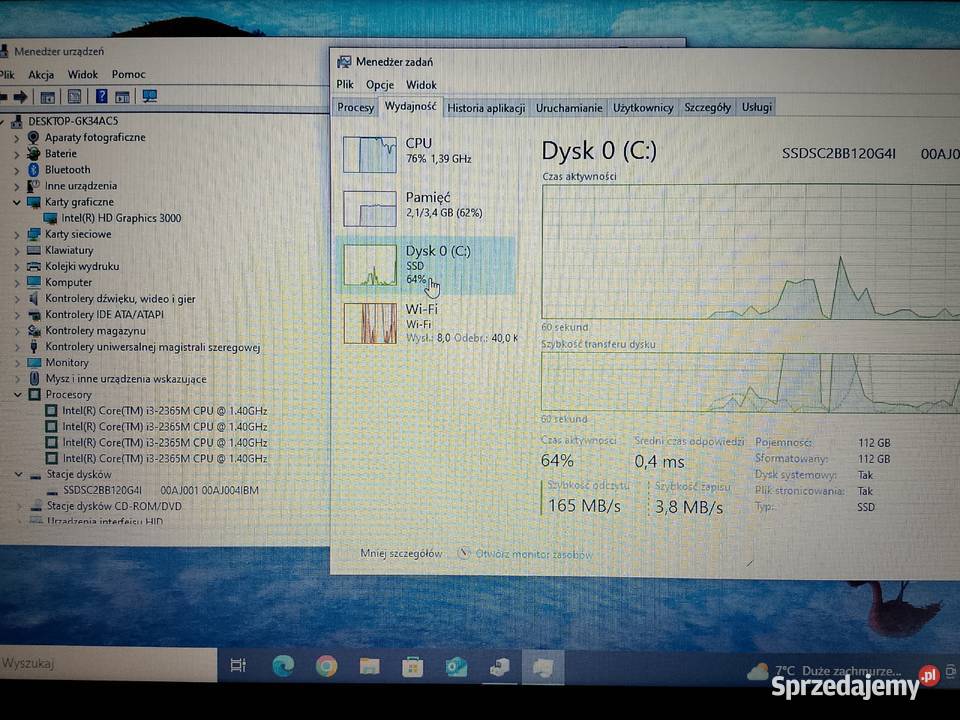 Laptop Asus X550C I3 SSD Rymanów
